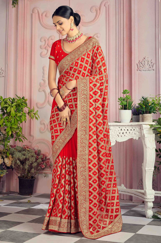 Red Georgette Designer Saree NCSD10910709