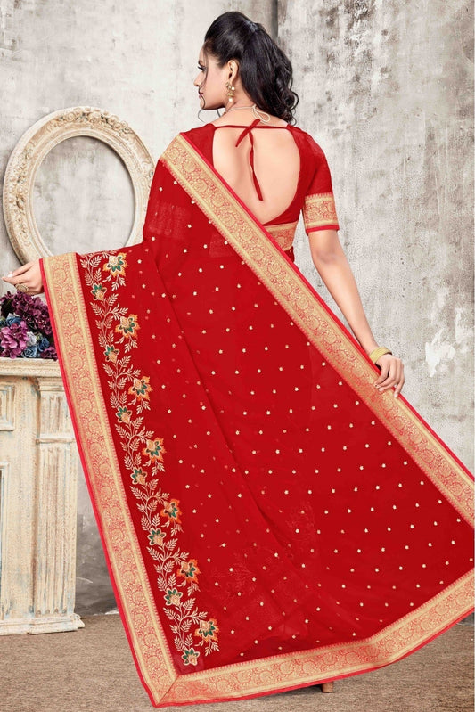 Red Georgette Designer Saree NCSD11210744