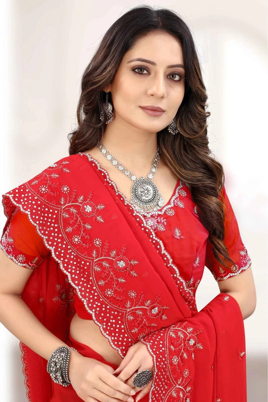 Red Georgette Designer Saree NCSD11210832