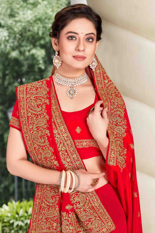 Red Georgette Designer Saree NCSD11210889