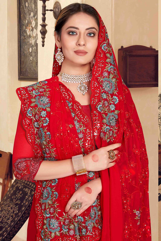 Red Georgette Designer Saree NCSD11210909