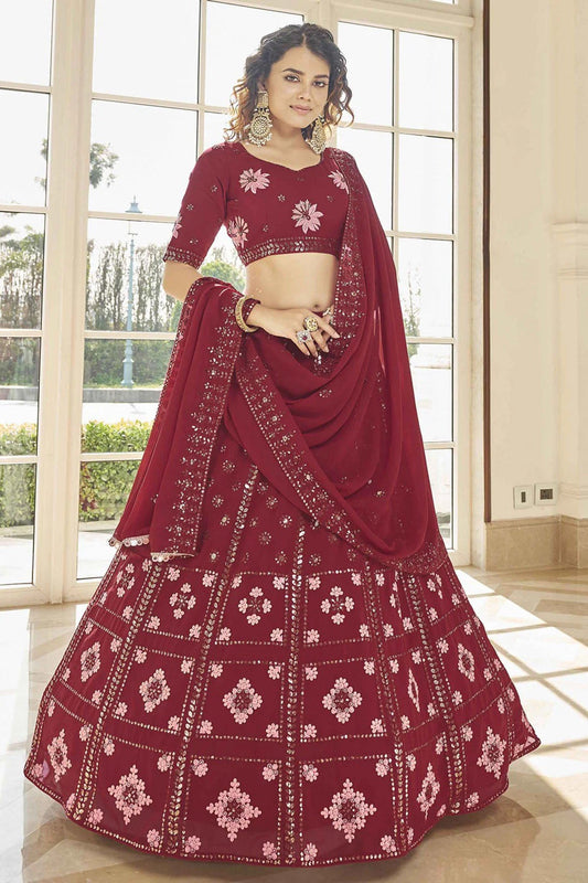 Red Georgette Embroidery Lehenga Choli NCLC11510168