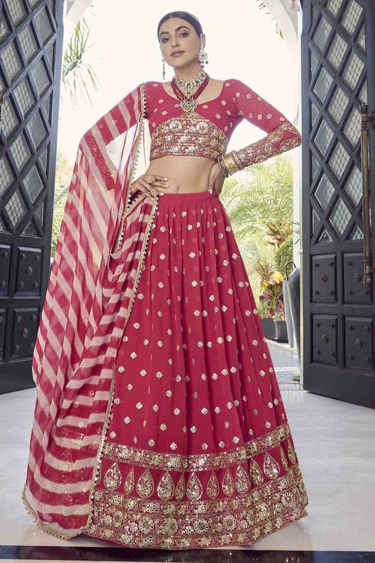 Red Georgette Gota Patti Lehenga Choli NCLC10810591