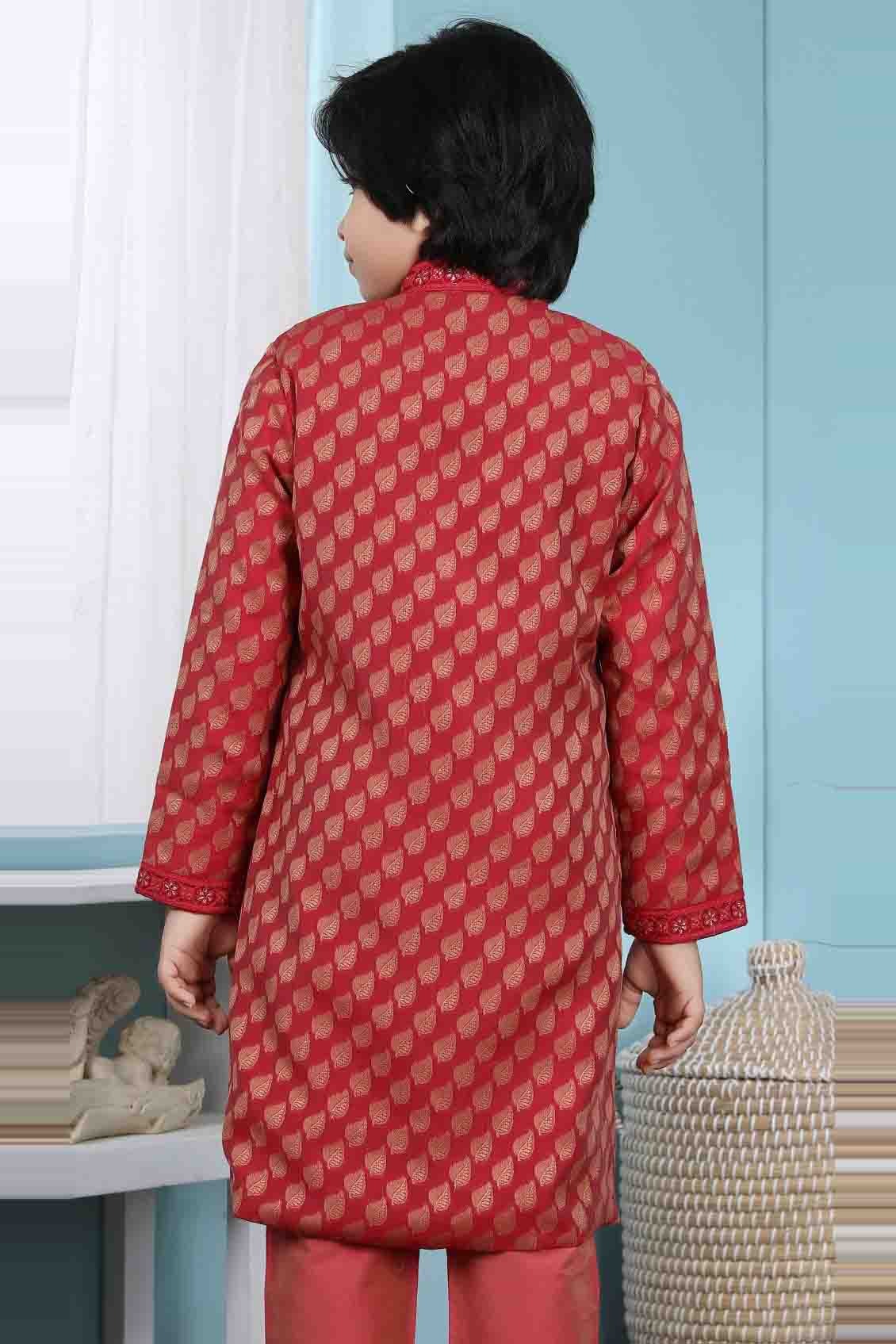 Red Handloom Silk Jacket NCBW10710733