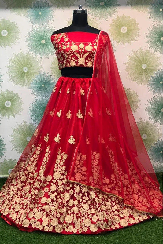 Red Net Lehenga Choli NCLC10210117