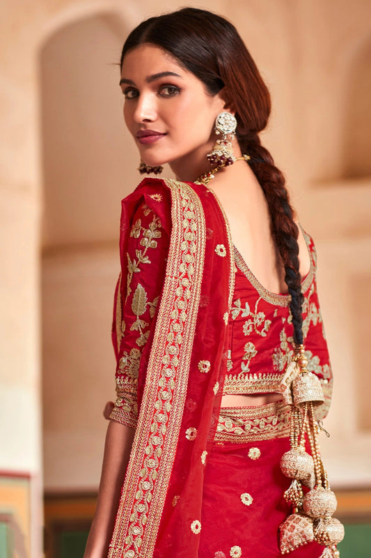 Red Organza Zari Saree NCSD10810613