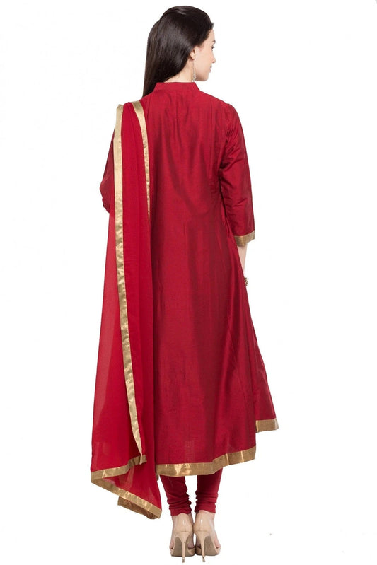 Red Plus Size Stitched Cotton Silk Anarkali Suit NCSS10710491