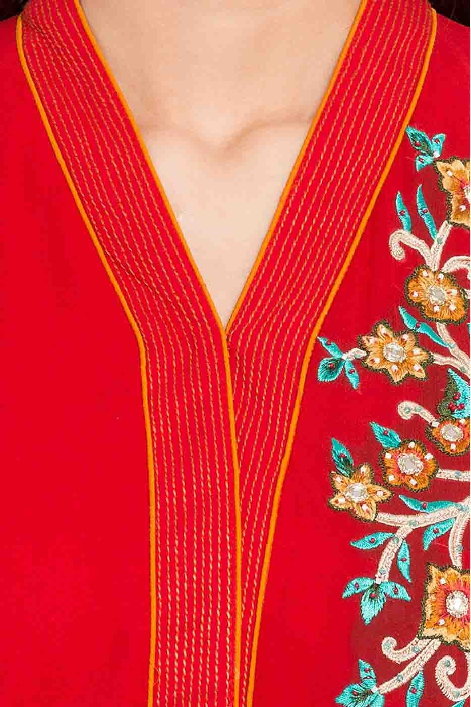 Red Plus Size Stitched Faux Georgette Embroidery Churidar Suit NCSS10710499