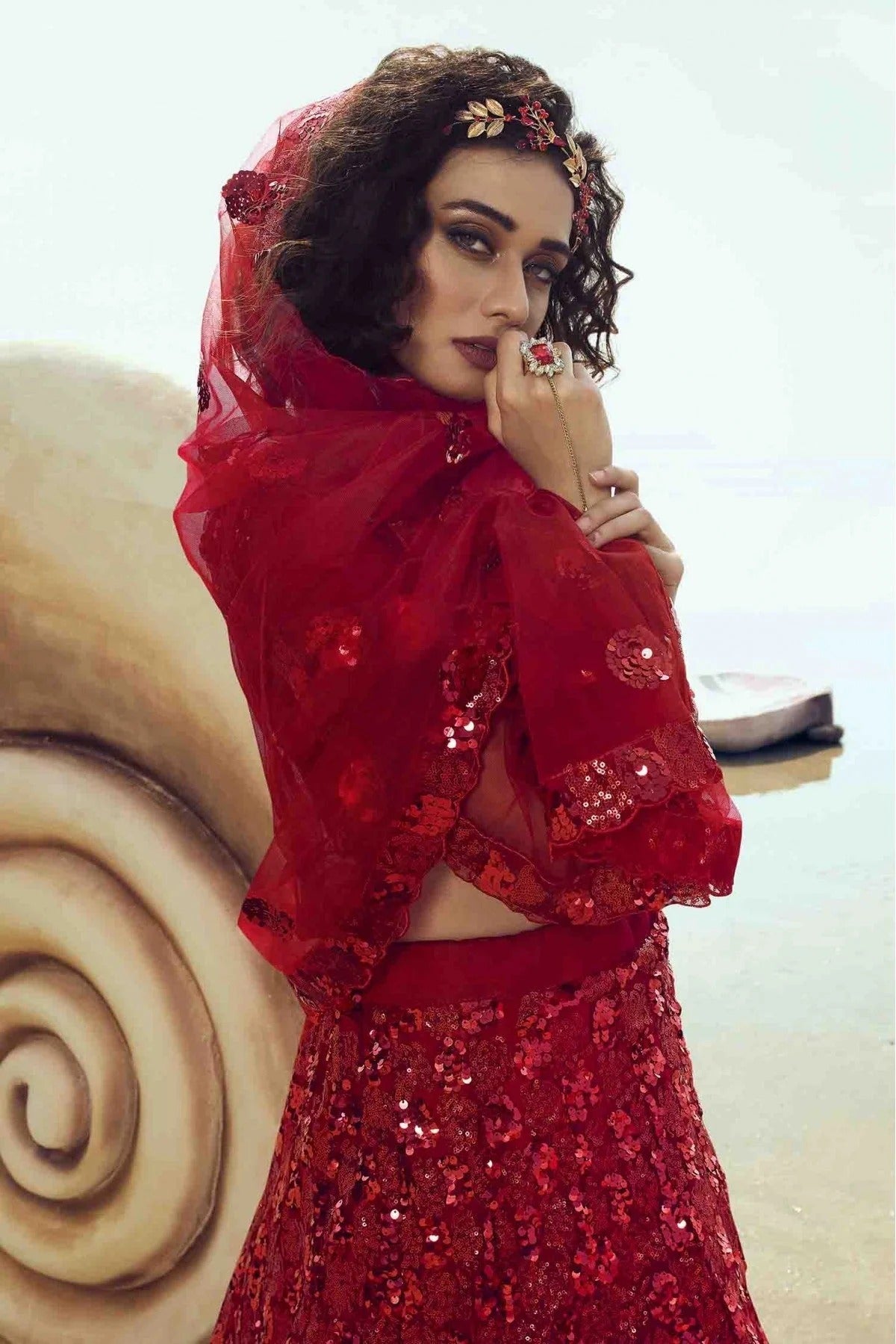 Red Soft Net Embroidery Lehenga Choli NCLC10810506