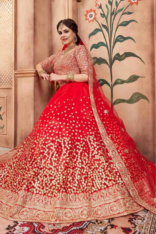 Red Soft Net Sequins Lehenga Choli NCLC10810529