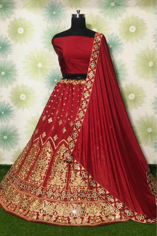 Red Taffeta Silk Lehenga Choli NCLC10210135