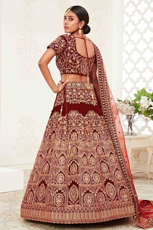Red Velvet Designer Lehenga Choli NCLC10110377