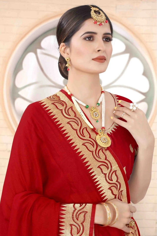 Red Vichitra Silk Designer Saree NCSD11210771