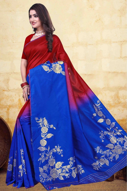 Red and Blue Banarasi Art Silk Traditional Saree NCSD11210782