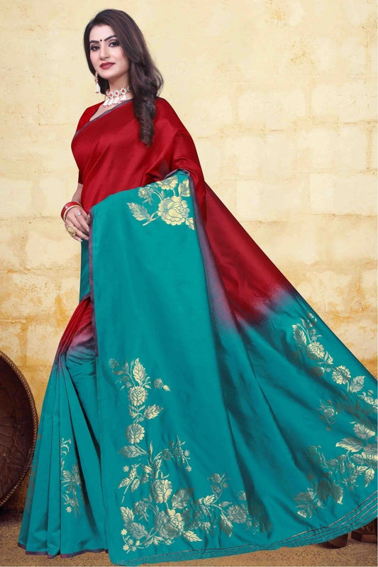 Red and Green Banarasi Art Silk Traditional Saree NCSD11210785