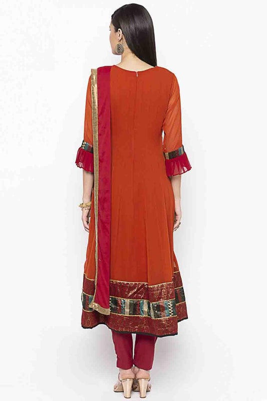 Rust Plus Size Georgette Embroidery Anarkali Suit NCSS10710643