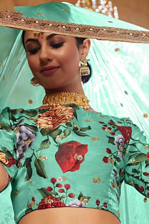 Sea Green Art Silk Designer Lehenga Choli NCLC12410139
