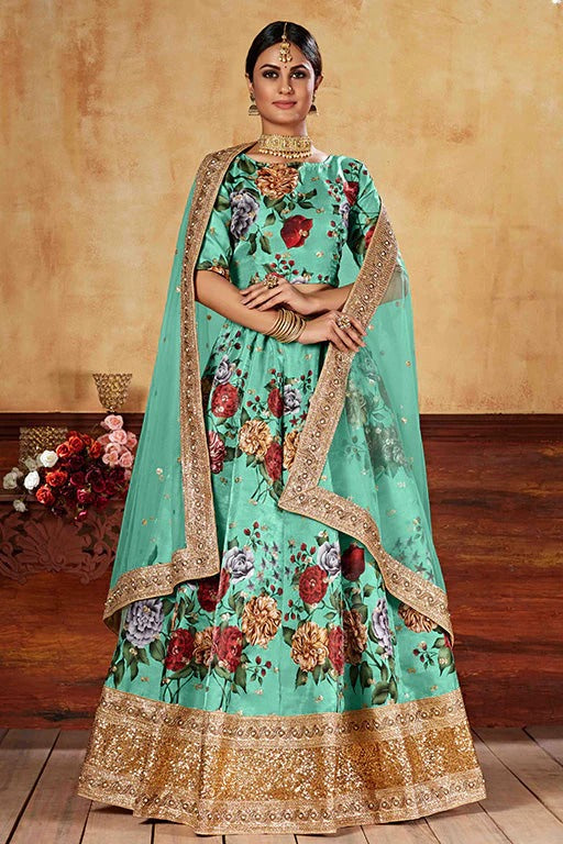 Sea Green Art Silk Designer Lehenga Choli NCLC12410139
