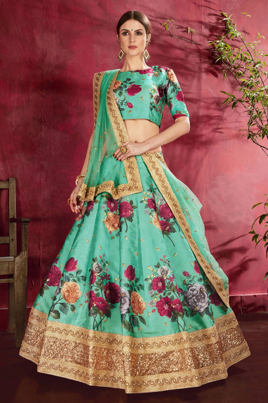 Sea Green Banglori Silk Designer Lehenga Choli NCLC10110368
