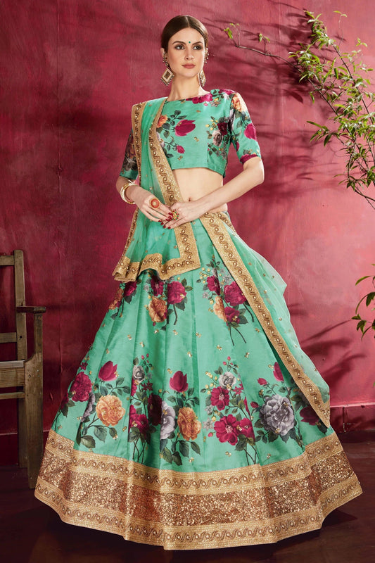 Sea Green Banglori Silk Designer Lehenga Choli NCLC10110368