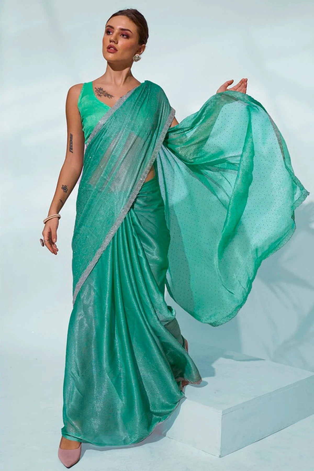 Sea Green Chiffon Designer Saree NCSD11111826