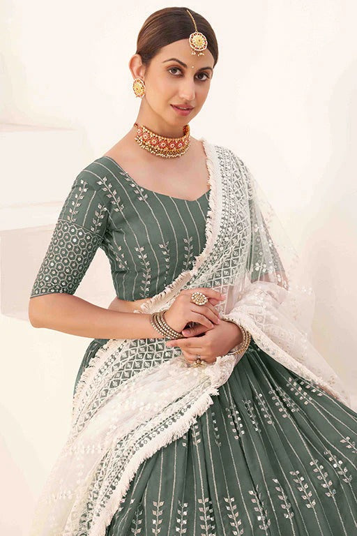 Sea Green Georgette Designer Lehenga Choli NCLC12410102