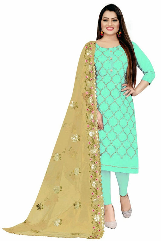 Sea Green Unstitched Chanderi Straight Suit NCUS11610446