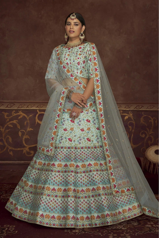 Sky Blue Art Silk Embroidery Lehenga Choli NCLC11510162