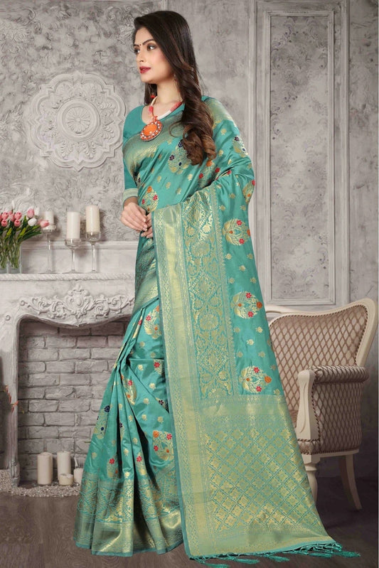 Sky Blue Banarasi Art Silk Traditional Saree NCSD11210759