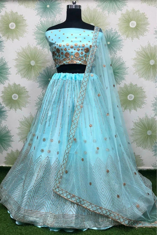 Sky Blue Net Lehenga Choli NCLC10210116