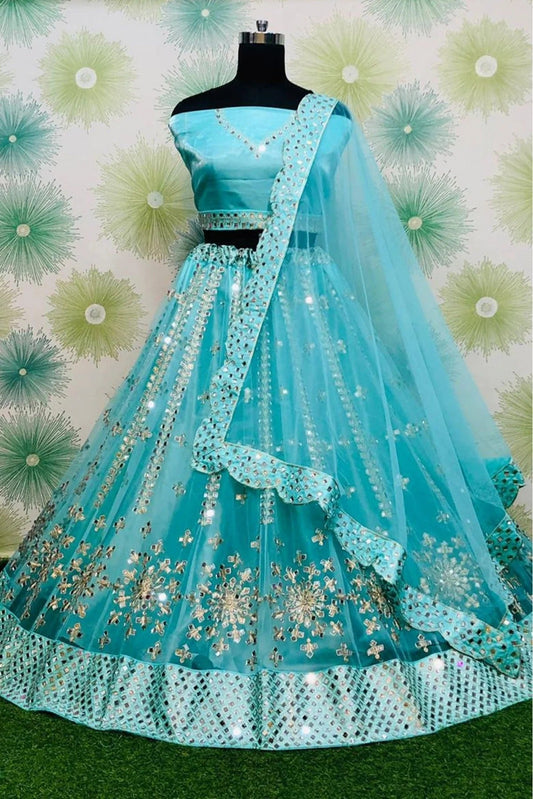 Sky Blue Net Lehenga Choli NCLC10210144