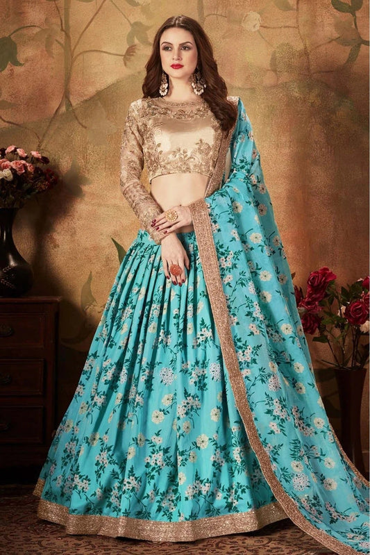 Sky Blue Organza Lehenga Choli NCLC10110318
