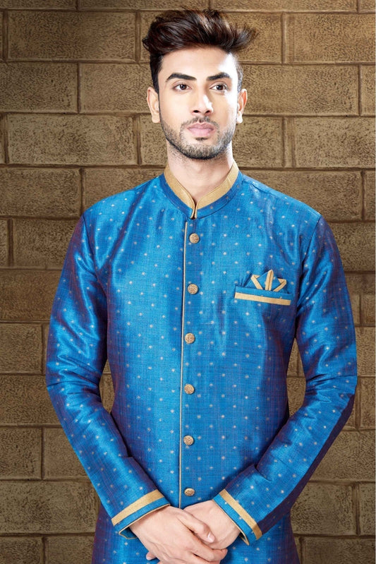 Sky Blue Silk Indo Western NCSH10410323