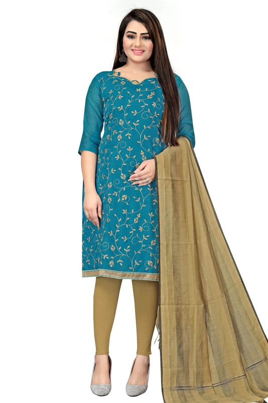 Sky Blue Unstitched Chanderi Straight Suit NCUS11610454