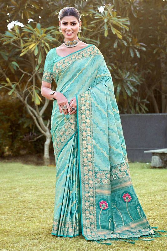 Sky Blue Woven Silk Saree NCSD11010526