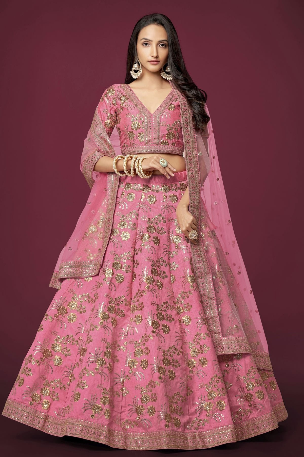 Slub Silk Embroidery A Line Lehenga Choli NCLC10110225