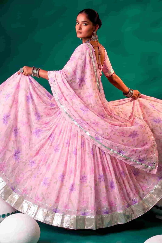 Tabby Silk Floral Print Lehenga Choli In Light Pink Colour NCLD1300097