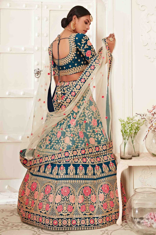 Teal Blue Silk Designer Lehenga Choli NCLC10110371