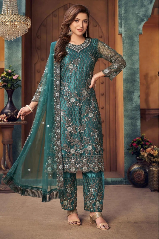 Teal Net Pant Style Suit NCSM10510343