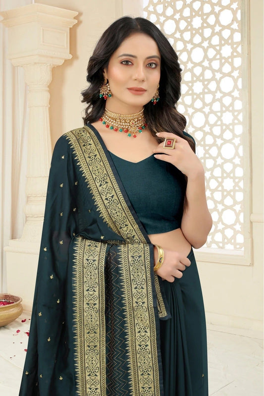 Teal Rangoli Silk Embroidery Saree NCSD11210869
