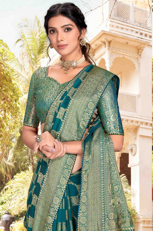 Teal Soft Silk Designer Saree NCSD11210927