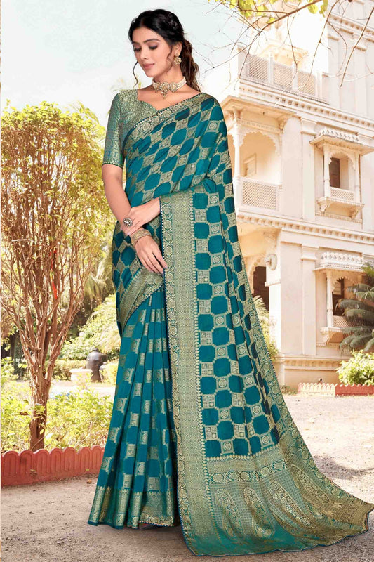 Teal Soft Silk Designer Saree NCSD11210927