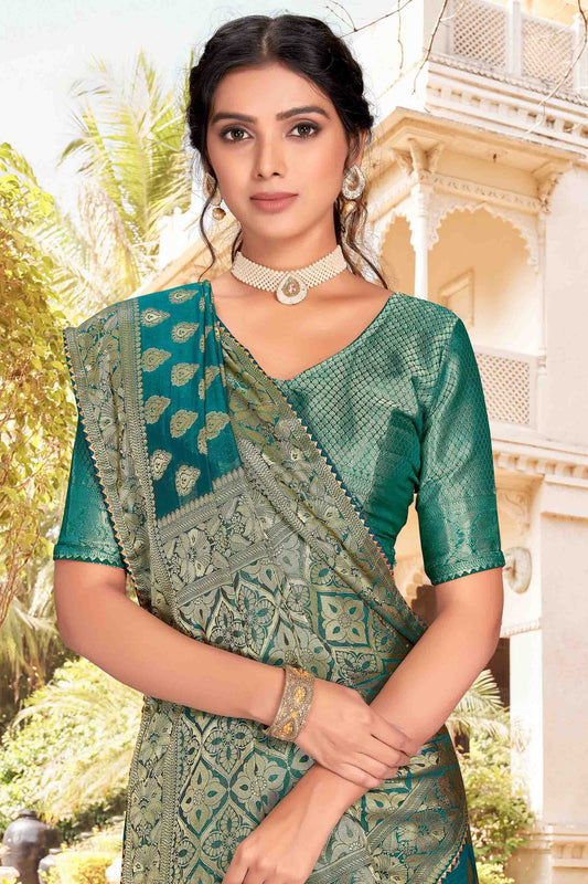 Teal Soft Silk Designer Saree NCSD11210930