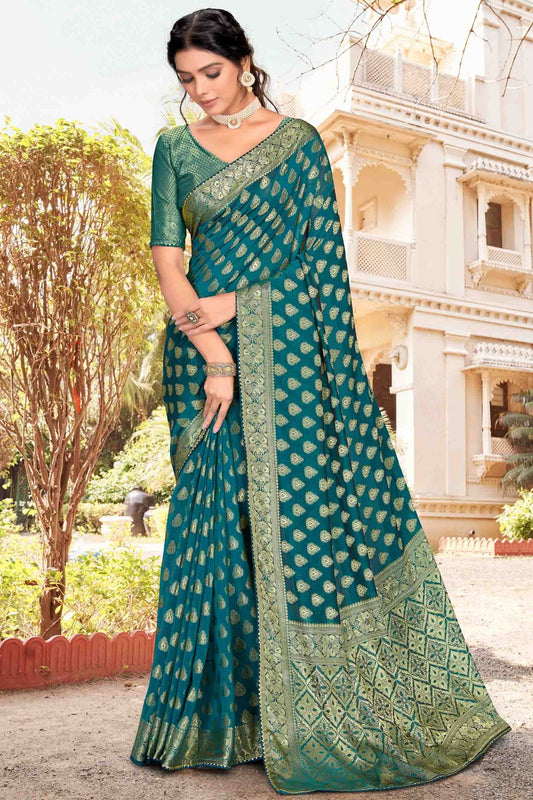 Teal Soft Silk Designer Saree NCSD11210930