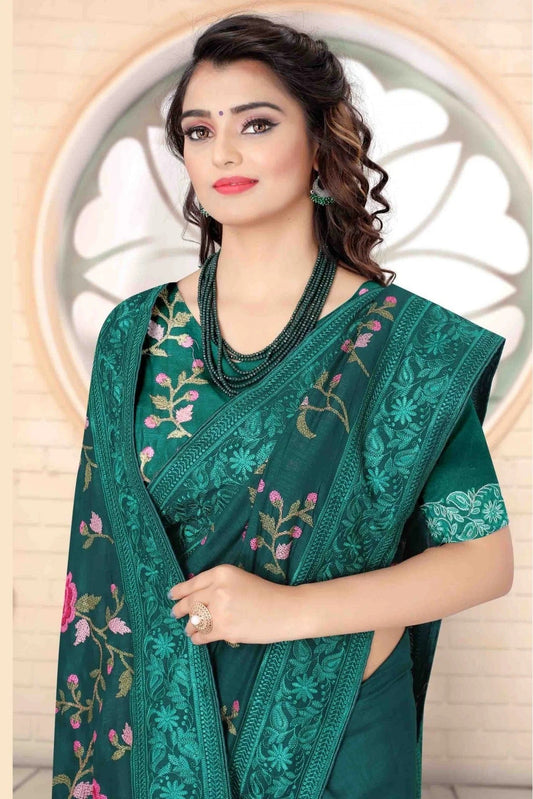 Teal Vichitra Silk Designer Saree NCSD11210766