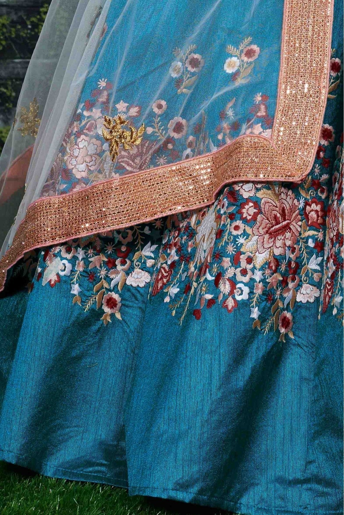 Teal and Blue Banglori Silk Lehenga Choli NCLC10110251-10