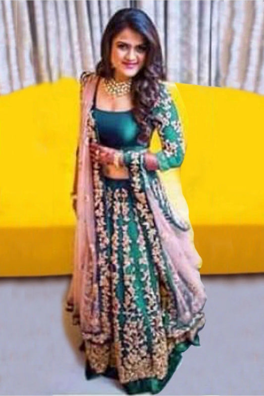 Teal and Blue Taffeta Silk Lehenga Choli NCLC10210105