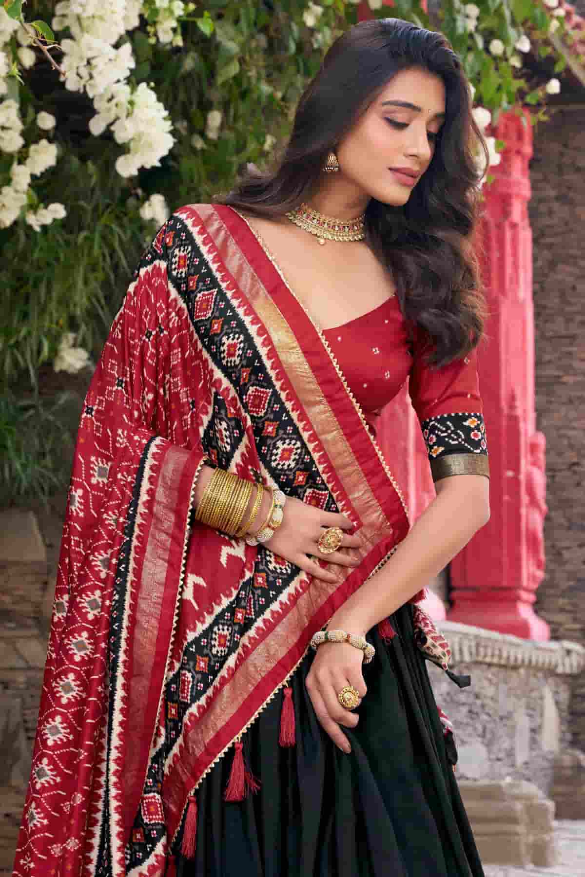 Tussar Silk Zari Woven Work Lehenga Choli In Black Colour NCLD1300076