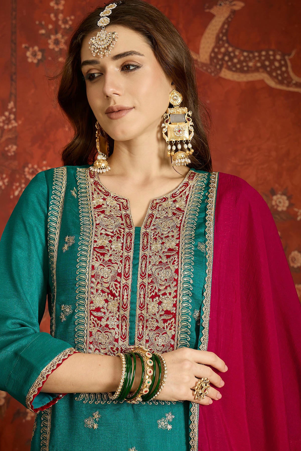 Vichitra Silk Embroidery Work Palazzo Pant Suit In Blue Colour NCSS1113638