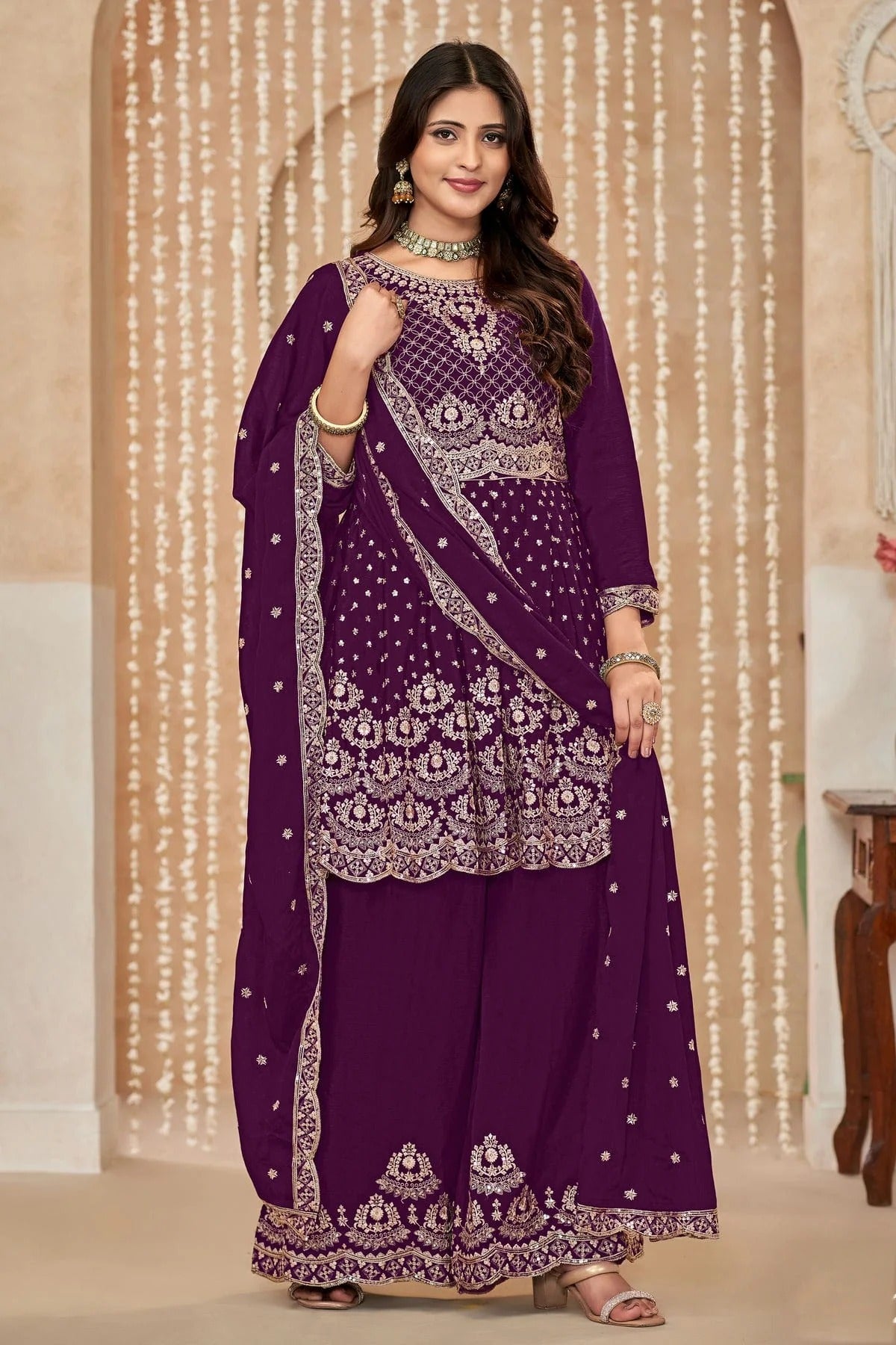 Voilet Chinon Palazzo Pant Suit NCSM10510199